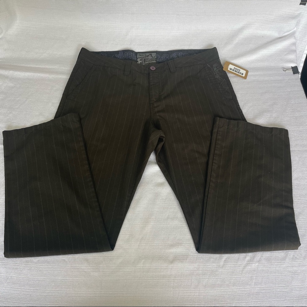 Quicksilver Men's Size 38W 32L Brown w/ Stripes Poly/Rayon Blend Pants #0095